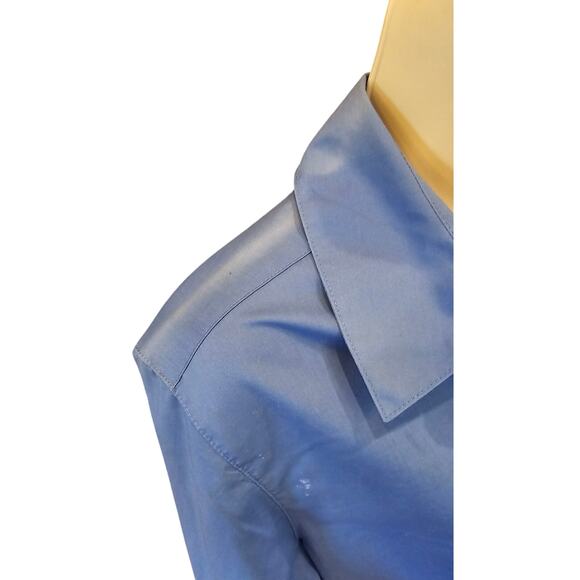 Foxcroft sz 16P 16 PETITE blue wrinkle free career casual work shirt *FLAW* - Picture 3 of 8